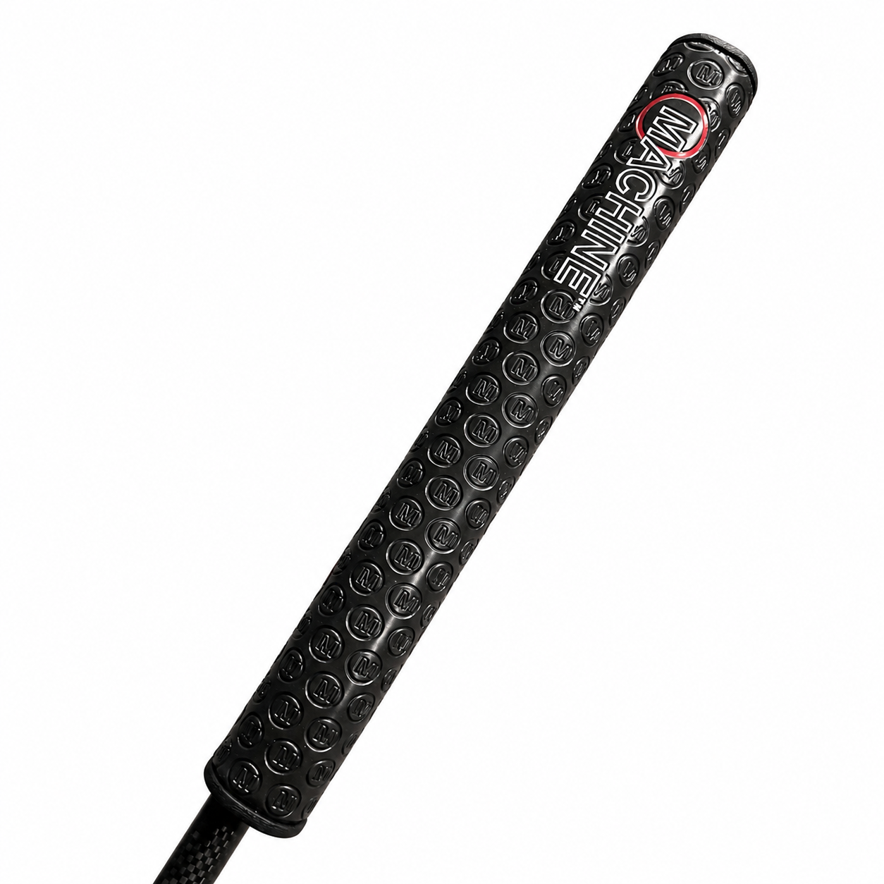 A close-up of a black textured martial arts striking pad with the brand name 'MACHINE' printed vertically in white and a red circular logo, shown against a plain white background.