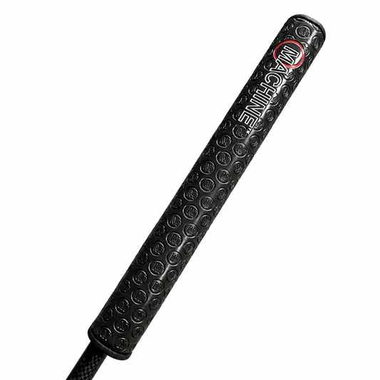 A close-up of a black textured martial arts striking pad with the brand name 'MACHINE' printed vertically in white and a red circular logo, shown against a plain white background.